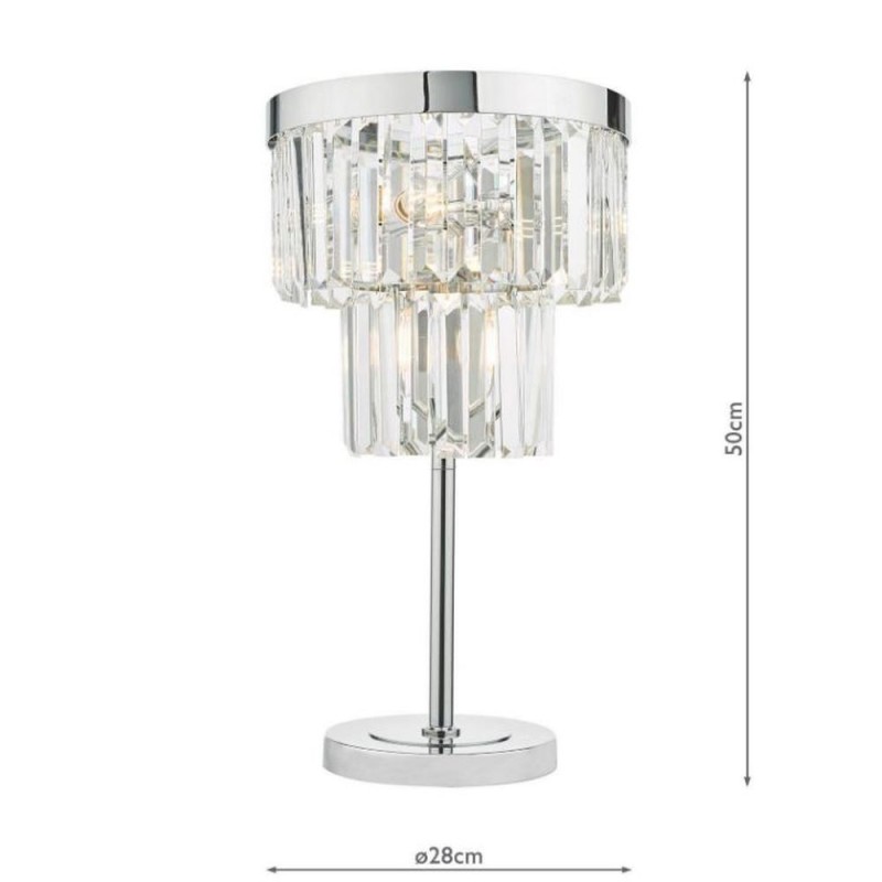 Dar-ANG4208 - Angel - Polished Chrome 4 Light Table Lamp with Crystal