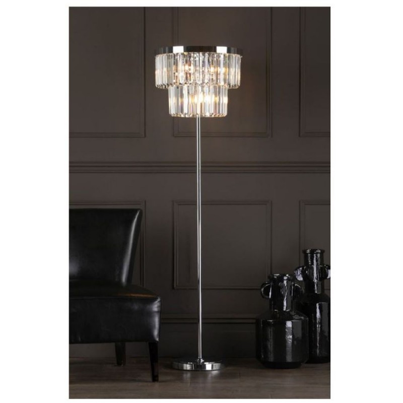 Dar-ANG4908 - Angel - Polished Chrome 6 Light Floor Lamp with Crystal