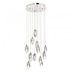 Crystal - Chrome 12 Light Cluster Pendant with Crystal Drops  Crystal - Chrome 12 Light Cluster Pendant with Crystal Drops