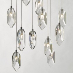 Crystal - Chrome 12 Light Cluster Pendant with Crystal Drops  Crystal - Chrome 12 Light Cluster Pendant with Crystal Drops