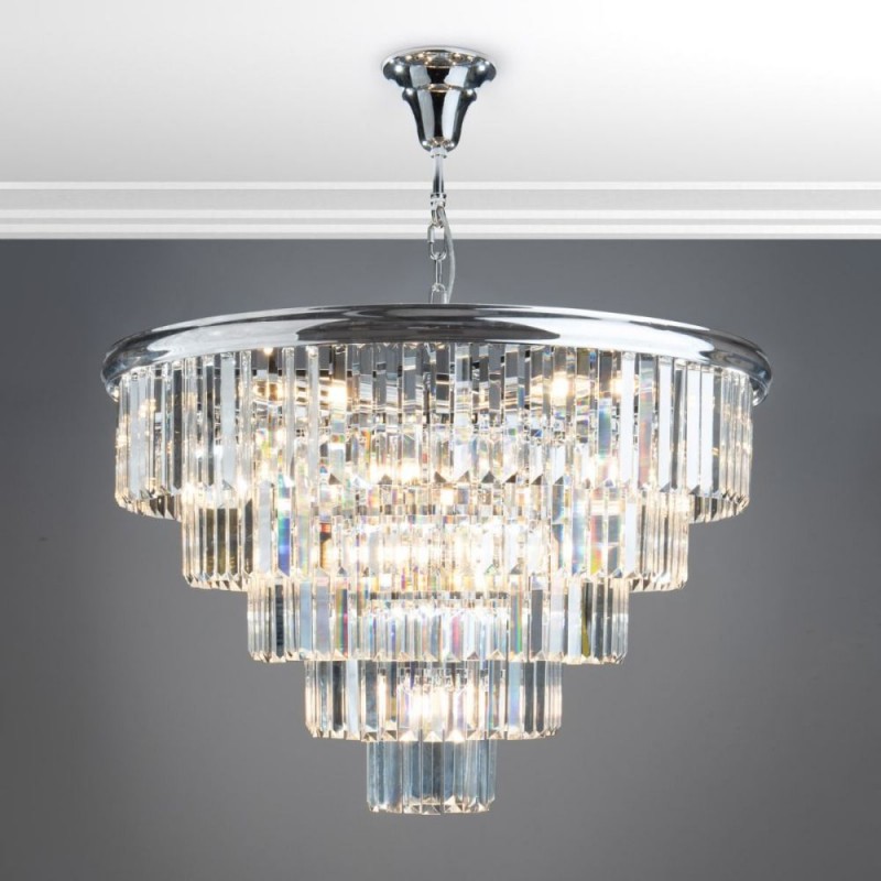 Dar-EUL1250 - Eulalia - Polished Nickel 12 Light Chandelier with Crystal