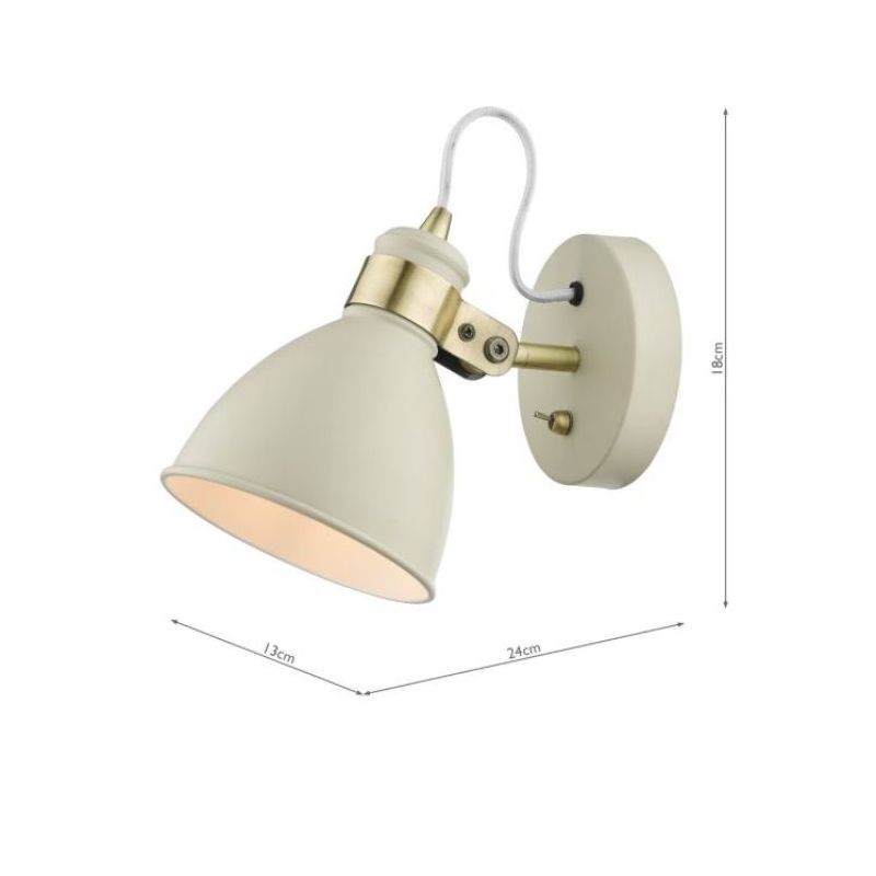 Dar_Vol3-FRE0733 - Frederick - Antique Brass & Cream Wall Lamp