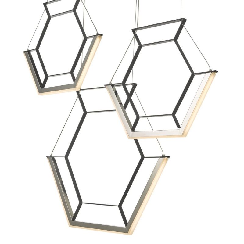 Kitchen Lights - Hexagon - LED Black Hexagon 3 Light Bar Cluster Pendant Dar-HEX0322 - Hexagon - LED Black Hexagon 3 Light Bar Cluster Pendant