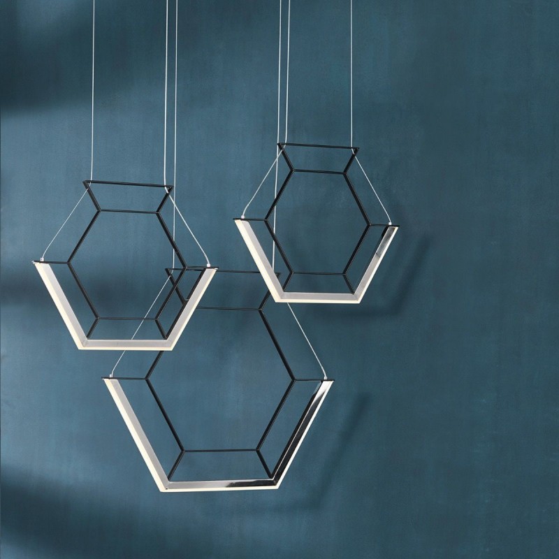 Kitchen Lights - Hexagon - LED Black Hexagon 3 Light Bar Cluster Pendant Dar-HEX0322 - Hexagon - LED Black Hexagon 3 Light Bar Cluster Pendant
