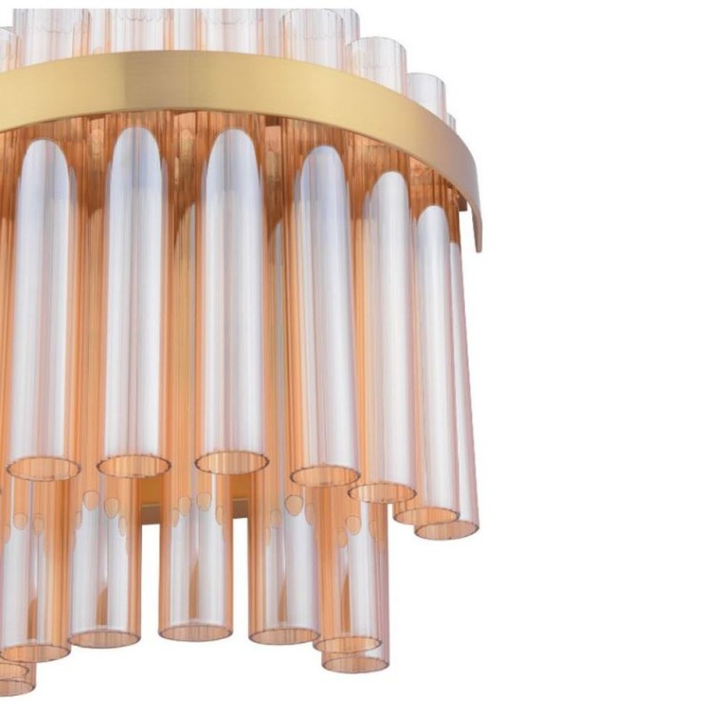 Dar-IMA0935 - Imani - Natural Brass 2 Light Wall Lamp with Champagne Ribbed Glass
