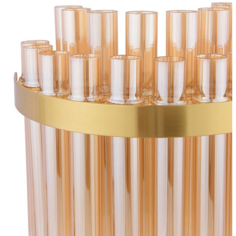Dar-IMA0935 - Imani - Natural Brass 2 Light Wall Lamp with Champagne Ribbed Glass