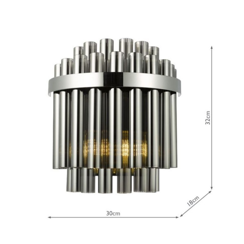 Dar-IMA0950 - Imani - Chrome 2 Light Wall Lamp with Smoked Ribbed Glass