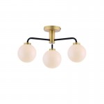 Lainey - Antique Brass & Black 3 Light Semi Flush with Opal Glasses Lainey - Antique Brass & Black 3 Light Semi Flush with Opal Glasses