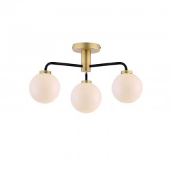 Lainey - Antique Brass & Black 3 Light Semi Flush with Opal Glasses Lainey - Antique Brass & Black 3 Light Semi Flush with Opal Glasses