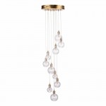 Dita - Brass 10 Light Cluster Pendant with Ribbed Glass