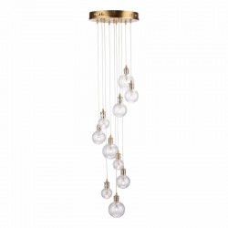 Dita - Brass 10 Light Cluster Pendant with Ribbed Glass Dita - Brass 10 Light Cluster Pendant with Ribbed Glass