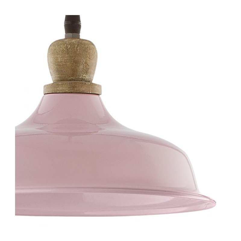 Ceiling Lights - Tygo - Handmade Pink with Wood Hanging Pendant Dar-TYG0103 - Tygo - Handmade Pink with Wood Hanging Pendant