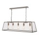 Dar-ACA0564 - Academy - Antique Copper with Glass 5 Light over Island Fitting