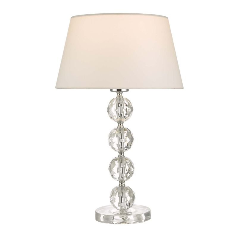 Table & Floor Lamp - Aletta - White Shade with Crystal Acrylic Table Lamp Dar-ALE4208 - Aletta - White Shade with Crystal Acrylic Table Lamp