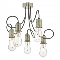 Alzbet - Antique Brass & Black 5 Light Centre Fitting