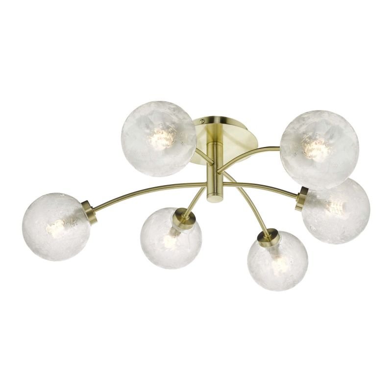 Dar-AVA6441 - Avari - Decorative Glass Globe with Satin Brass 6 Light Semi-Flush