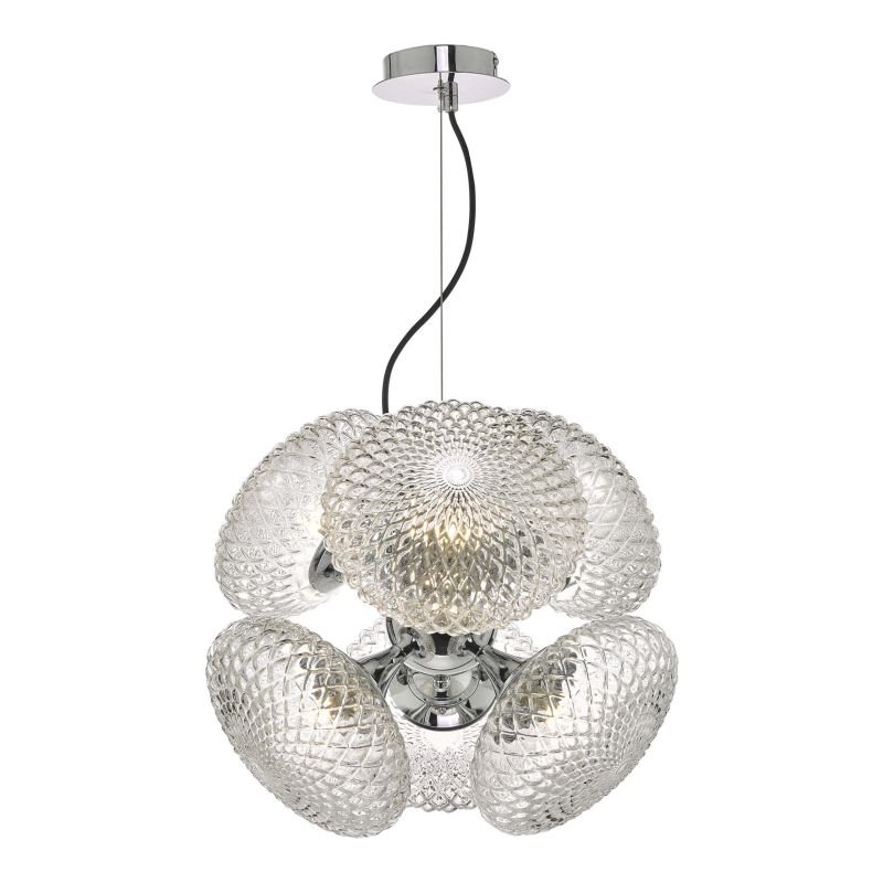 Ceiling Lights - Bibiana - Decorative Clear Glass with Chrome 6 Light Centre Fitting Dar-BIB0650 - Bibiana - Decorative Clear Glass with Chrome 6 Light Centre Fitting
