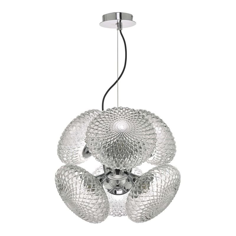 Ceiling Lights - Bibiana - Decorative Clear Glass with Chrome 6 Light Centre Fitting Dar-BIB0650 - Bibiana - Decorative Clear Glass with Chrome 6 Light Centre Fitting