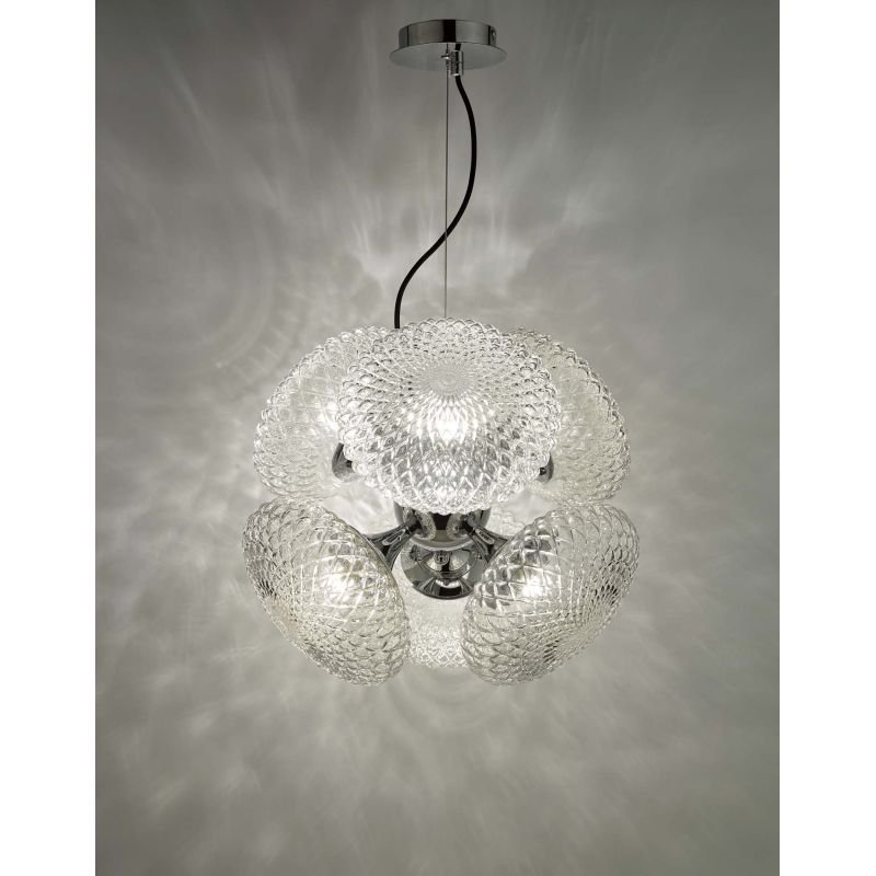 Ceiling Lights - Bibiana - Decorative Clear Glass with Chrome 6 Light Centre Fitting Dar-BIB0650 - Bibiana - Decorative Clear Glass with Chrome 6 Light Centre Fitting