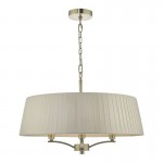 Cristin - Antique Brass 4 Light Pendant with Taupe Ribbon Shade Cristin - Antique Brass 4 Light Pendant with Taupe Ribbon Shade