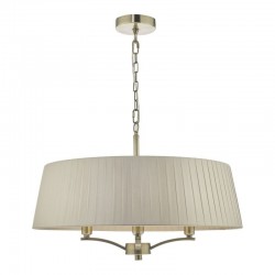 Cristin - Antique Brass 4 Light Pendant with Taupe Ribbon Shade Cristin - Antique Brass 4 Light Pendant with Taupe Ribbon Shade