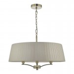 Cristin - Antique Brass 4 Light Pendant with Taupe Ribbon Shade Cristin - Antique Brass 4 Light Pendant with Taupe Ribbon Shade