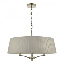 Cristin - Antique Brass 4 Light Pendant with Taupe Ribbon Shade Cristin - Antique Brass 4 Light Pendant with Taupe Ribbon Shade