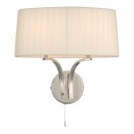 Cristin - Polished Nickel 2 Light Wall Lamp with Ivory Ribbon Shade Cristin - Polished Nickel 2 Light Wall Lamp with Ivory Ribbon Shade