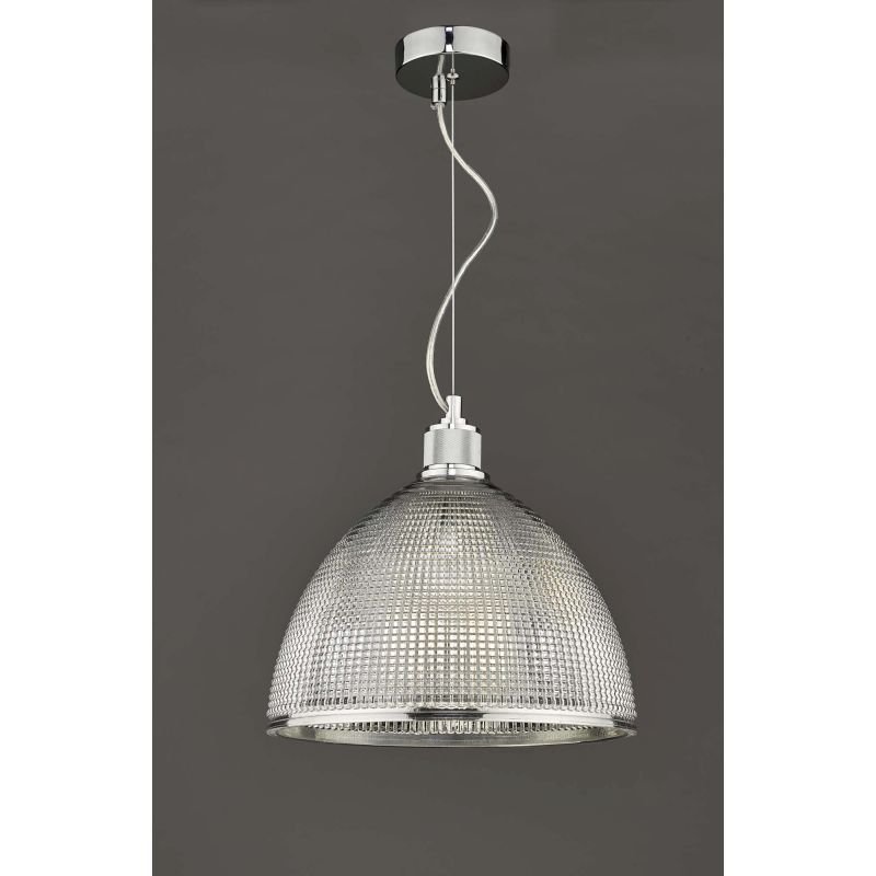 Ceiling Lights - Cytheria - Ribbed Clear Glass with Chrome Single Pendant Dar-CYT0108 - Cytheria - Ribbed Clear Glass with Chrome Single Pendant
