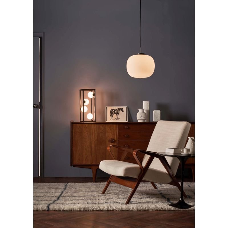Dar-ENS4222 - Ensio - Matt Black & Opal Glass 4 Light Table Lamp