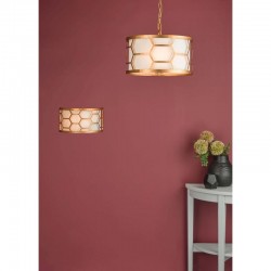 Epstein - Gold Leaf 3 Light Pendant with Linen Shade & Frosted Diffuser Epstein - Gold Leaf 3 Light Pendant with Linen Shade & Frosted Diffuser