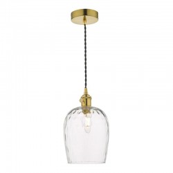 Hadano - Natural Brass Pendant with Dimpled Glass Shade Hadano - Natural Brass Pendant with Dimpled Glass Shade