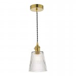 Hadano - Natural Brass Pendant with Ribbed Glass Shade Hadano - Natural Brass Pendant with Ribbed Glass Shade