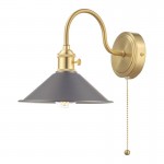 Hadano - Natural Brass Wall Lamp with Antique Pewter Shade Hadano - Natural Brass Wall Lamp with Antique Pewter Shade