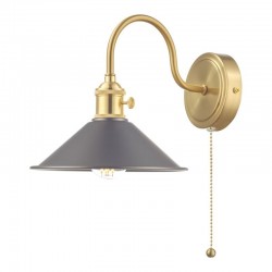 Hadano - Natural Brass Wall Lamp with Antique Pewter Shade Hadano - Natural Brass Wall Lamp with Antique Pewter Shade