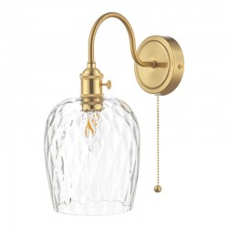 Hadano - Natural Brass Wall Lamp with Dimpled Glass Shade Hadano - Natural Brass Wall Lamp with Dimpled Glass Shade