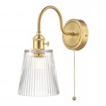 Hadano - Natural Brass Wall Lamp with Ribbed Glass Shade Hadano - Natural Brass Wall Lamp with Ribbed Glass Shade