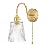 Hadano - Natural Brass Wall Lamp with Ribbed Glass Shade Hadano - Natural Brass Wall Lamp with Ribbed Glass Shade