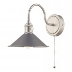 Hadano - Antique Chrome Wall Lamp with Antique Pewter Shade Hadano - Antique Chrome Wall Lamp with Antique Pewter Shade