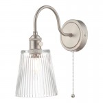 Hadano - Antique Chrome Wall Lamp with Ribbed Glass Shade Hadano - Antique Chrome Wall Lamp with Ribbed Glass Shade