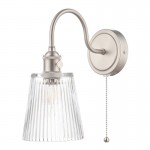 Hadano - Antique Chrome Wall Lamp with Ribbed Glass Shade Hadano - Antique Chrome Wall Lamp with Ribbed Glass Shade