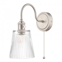 Hadano - Antique Chrome Wall Lamp with Ribbed Glass Shade Hadano - Antique Chrome Wall Lamp with Ribbed Glass Shade