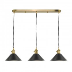 Hadano - Natural Brass 3 Light over Island Fitting with Antique Pewter Shades Hadano - Natural Brass 3 Light over Island Fitting with Antique Pewter Shades