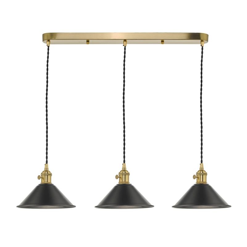 Dar_Vol3-HAD3640-02 - Hadano - Brass 3 Light over Island Fitting with Antique Pewter Shade