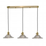 Hadano - Natural Brass 3 Light over Island Fitting with Flared Glass Shades Hadano - Natural Brass 3 Light over Island Fitting with Flared Glass Shades