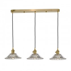 Hadano - Natural Brass 3 Light over Island Fitting with Flared Glass Shades Hadano - Natural Brass 3 Light over Island Fitting with Flared Glass Shades