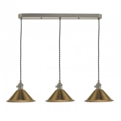Hadano - Antique Chrome 3 Light over Island Fitting with Aged Brass Shades Hadano - Antique Chrome 3 Light over Island Fitting with Aged Brass Shades