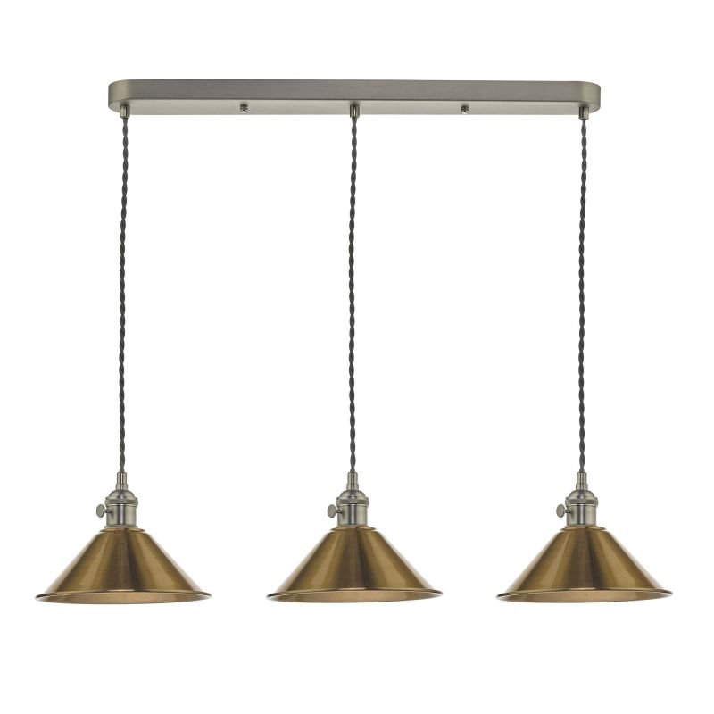 Dar-HAD3661-01 - Hadano - Aged Brass with Antique Chrome 3 Light over Island Fitting