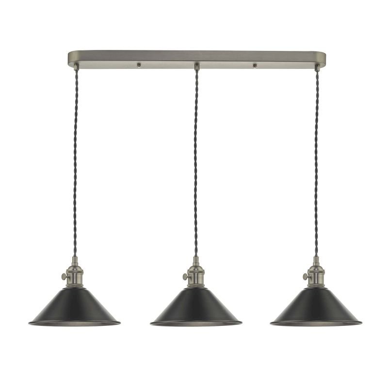 Dar-HAD3661-02 - Hadano - Antique Pewter with Antique Chrome 3 Light over Island Fitting