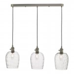 Hadano - Antique Chrome 3 Light over Island Fitting with Dimpled Glass Shades Hadano - Antique Chrome 3 Light over Island Fitting with Dimpled Glass Shades
